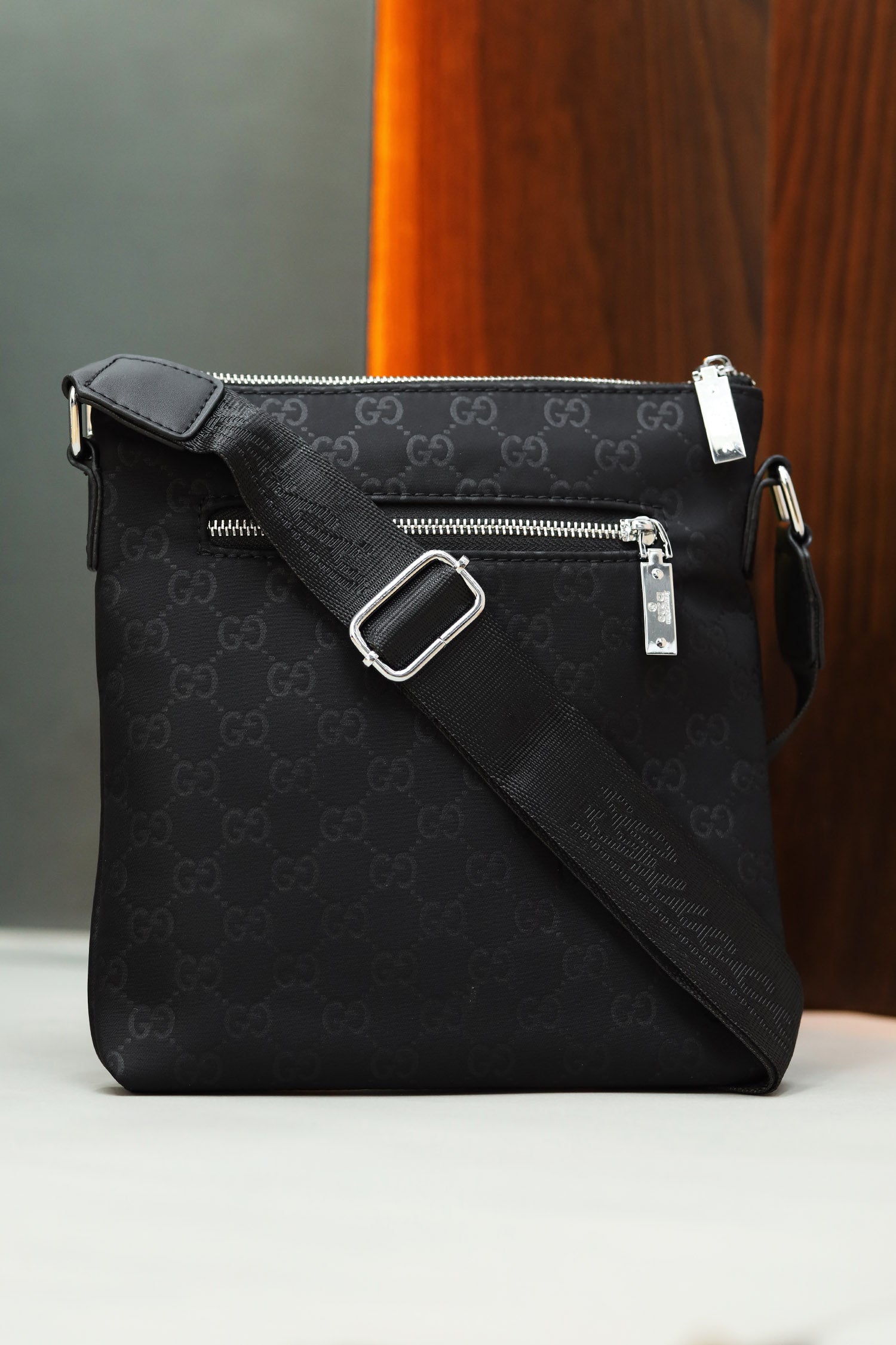 Guci Imported Signature Pattern Cross Body Bag in Black