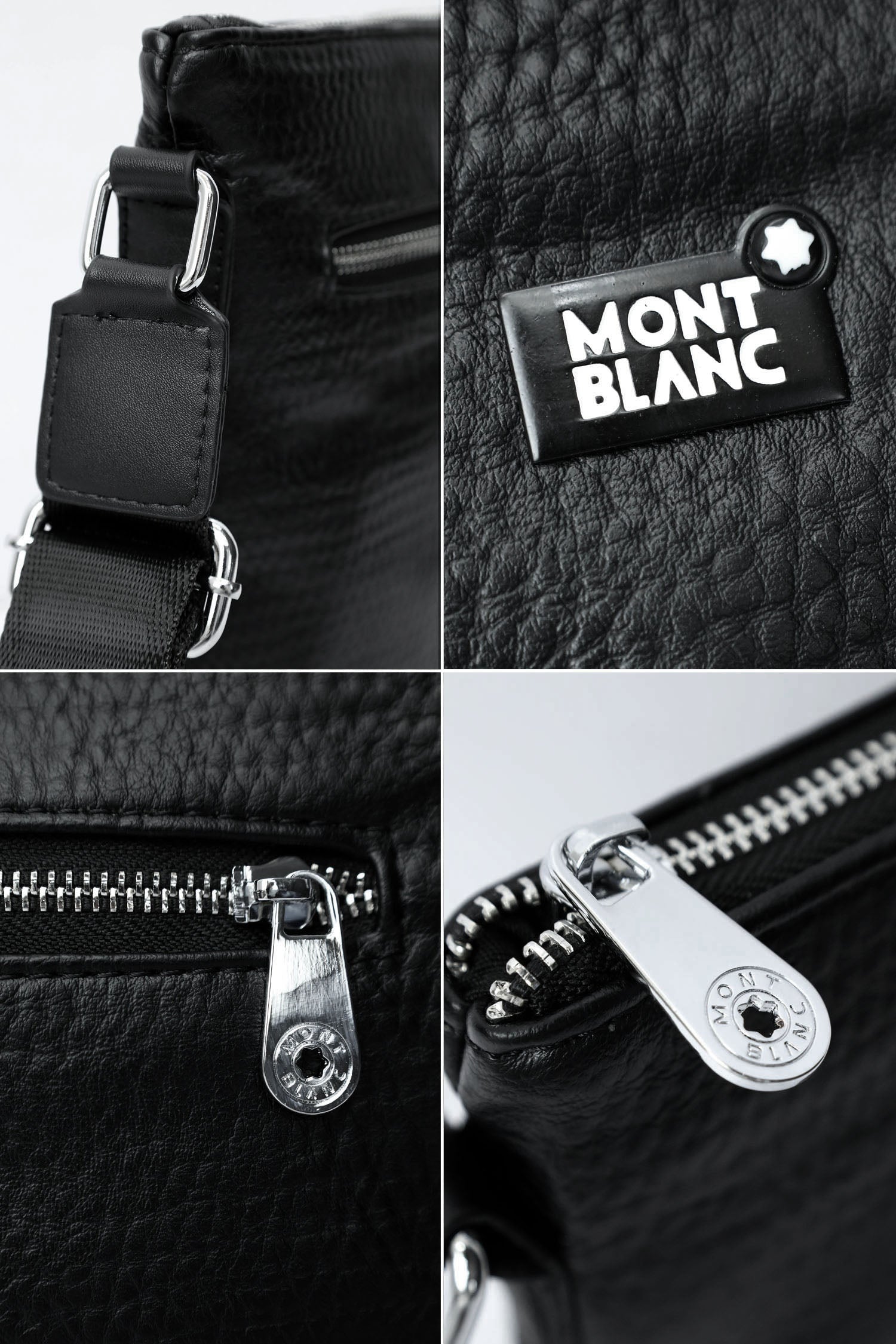 Mnt Blnc Imported Soft Leather Cross Body Bag in Black