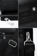 Mnt Blnc Imported Fine Leather Cross Body Bag in Black