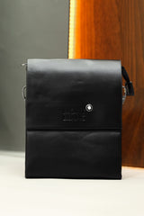 Mnt Blnc Imported Fine Leather Cross Body Bag in Black