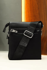 Luis Vten Imported Signature Pattern Cross Body Bag in Black