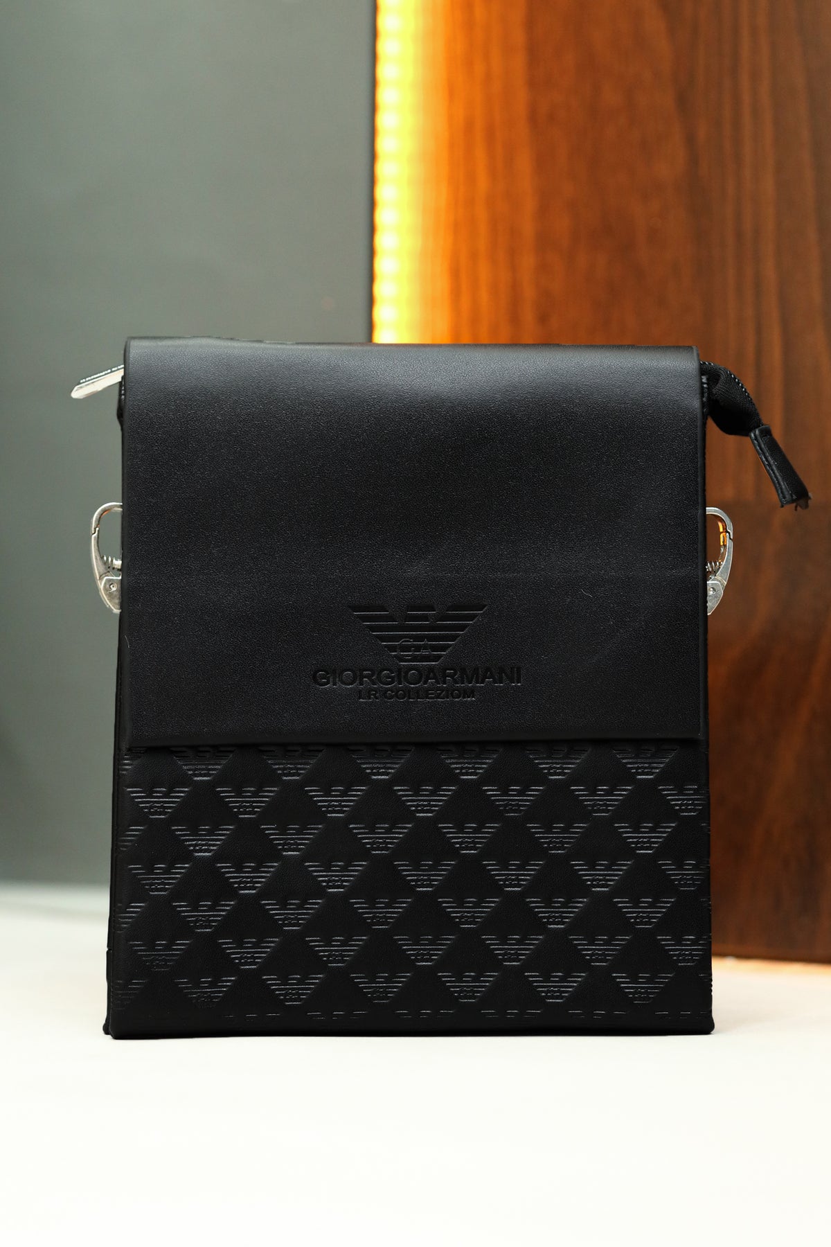 Armni Imported Signature Cross Body Bag in Black