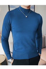 Pure Color Mock Neck Full Sleeves Men's Sweatshirt