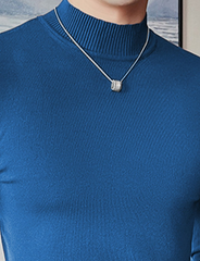 Pure Color Mock Neck Full Sleeves Men's Sweatshirt