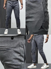 Men Imported Trouser With Reflector Logo In Grey
