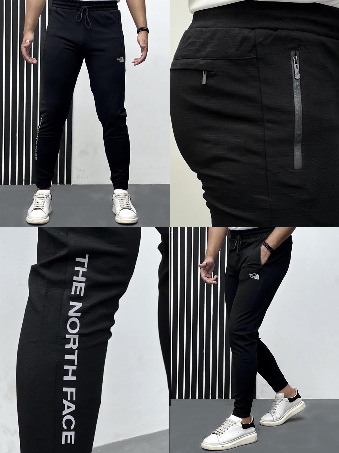Men Imported Trouser With Reflector Logo In Black