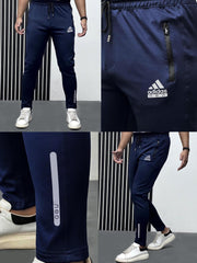 Men Trouser With Reflector Logo In Navy Blue