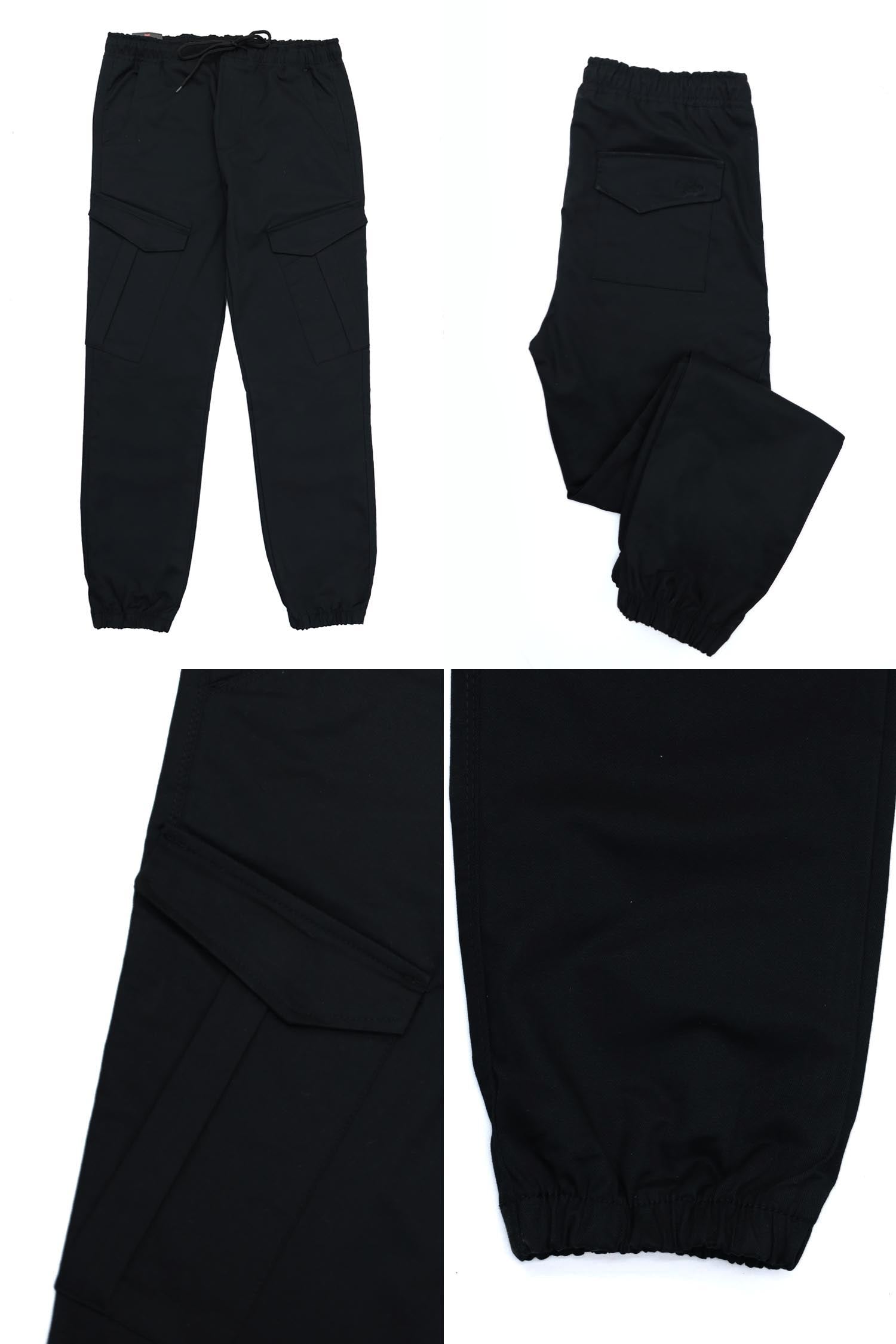 Grip Bottom Cotton Cargo Trouser In Black