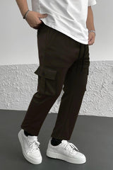 Double Pocket Loose Bottom Men's Cargo Trouser In Camo Green