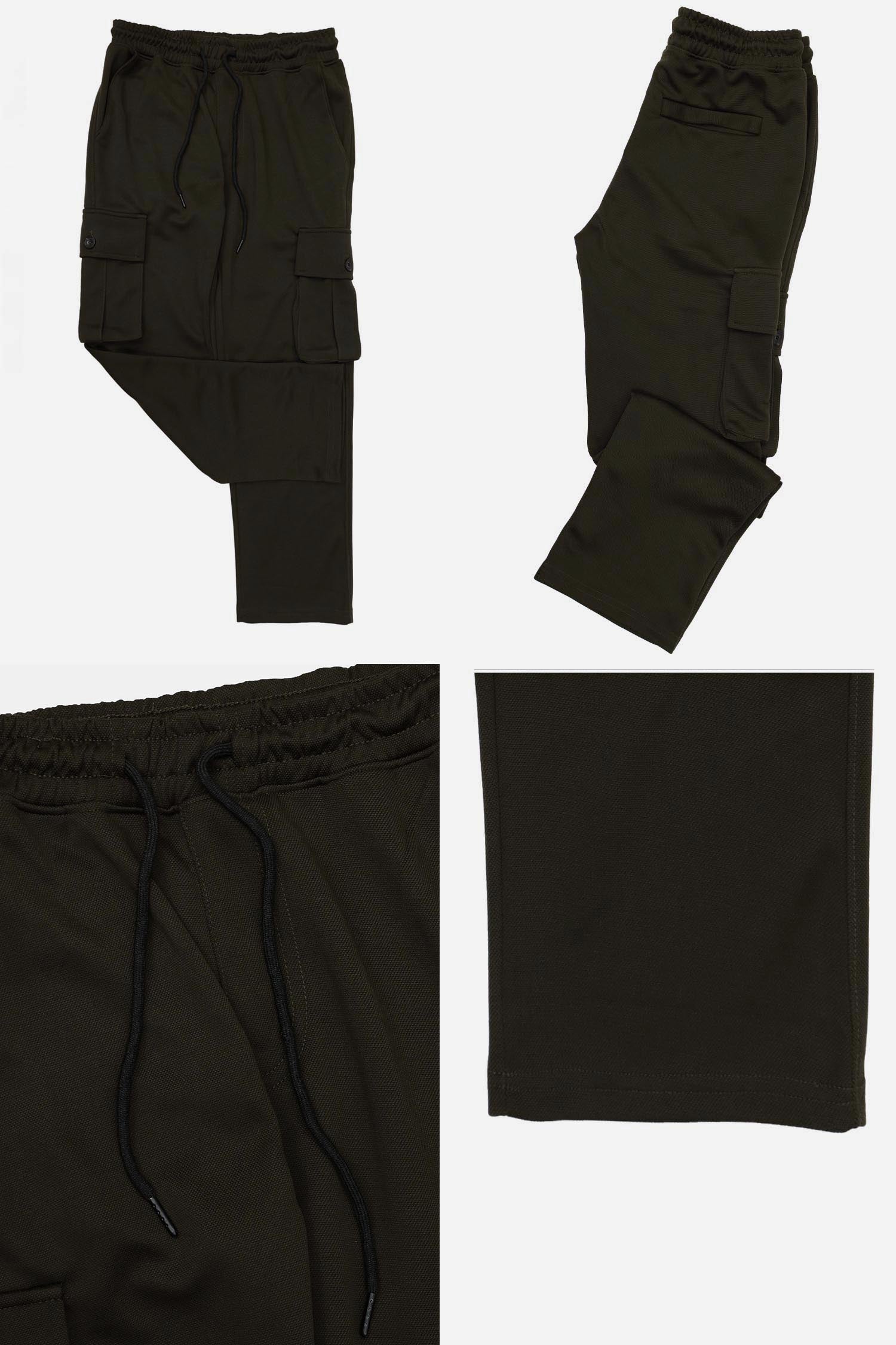 Double Pocket Loose Bottom Men's Cargo Trouser In Camo Green