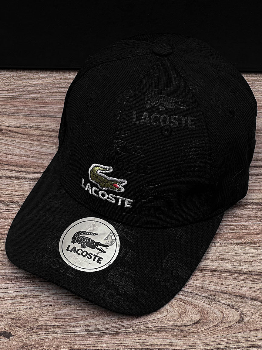Lacste Front Logo Cap In Black