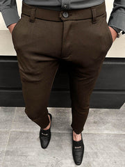 Super Elastic Slim Cotton Pant in Brown