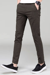 Turbo Slim fit Plain Cotton Pant In Coffee