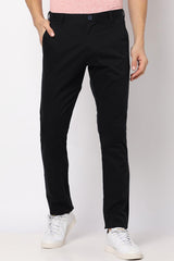 Men's Slim fit plain Cotton Pant In Black