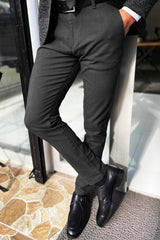 Men's Slim fit Cotton Pant In Dark Grey