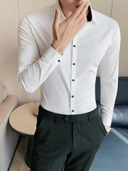 Self Textured Elastic Shirt In White