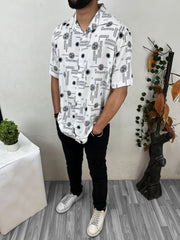 Black&White Vrcse Digital Printed Linen Shirt