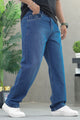 Turbo Casual Streetwear Denim Baggy Jeans In Mid Blue
