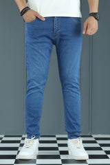 City Mode Turbo Ankle Fit Jeans In Mid Blue