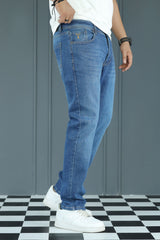 Engineered Slim Fit Turbo Jeans In Mid Blue