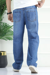 Denim 'Urban Skater' Comfort-Waist Baggy Jeans In Mid Blue