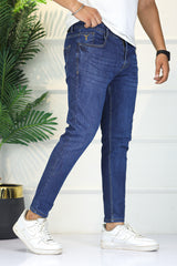 Turbo 'Kinetic-Move' Skinny Ankle Fit Jeans In Mid Blue