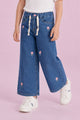 Turbo Floral Embroidered Wide-Legs Jeans For Girls