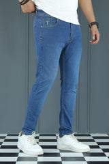 City Mode Turbo Ankle Fit Jeans In Mid Blue