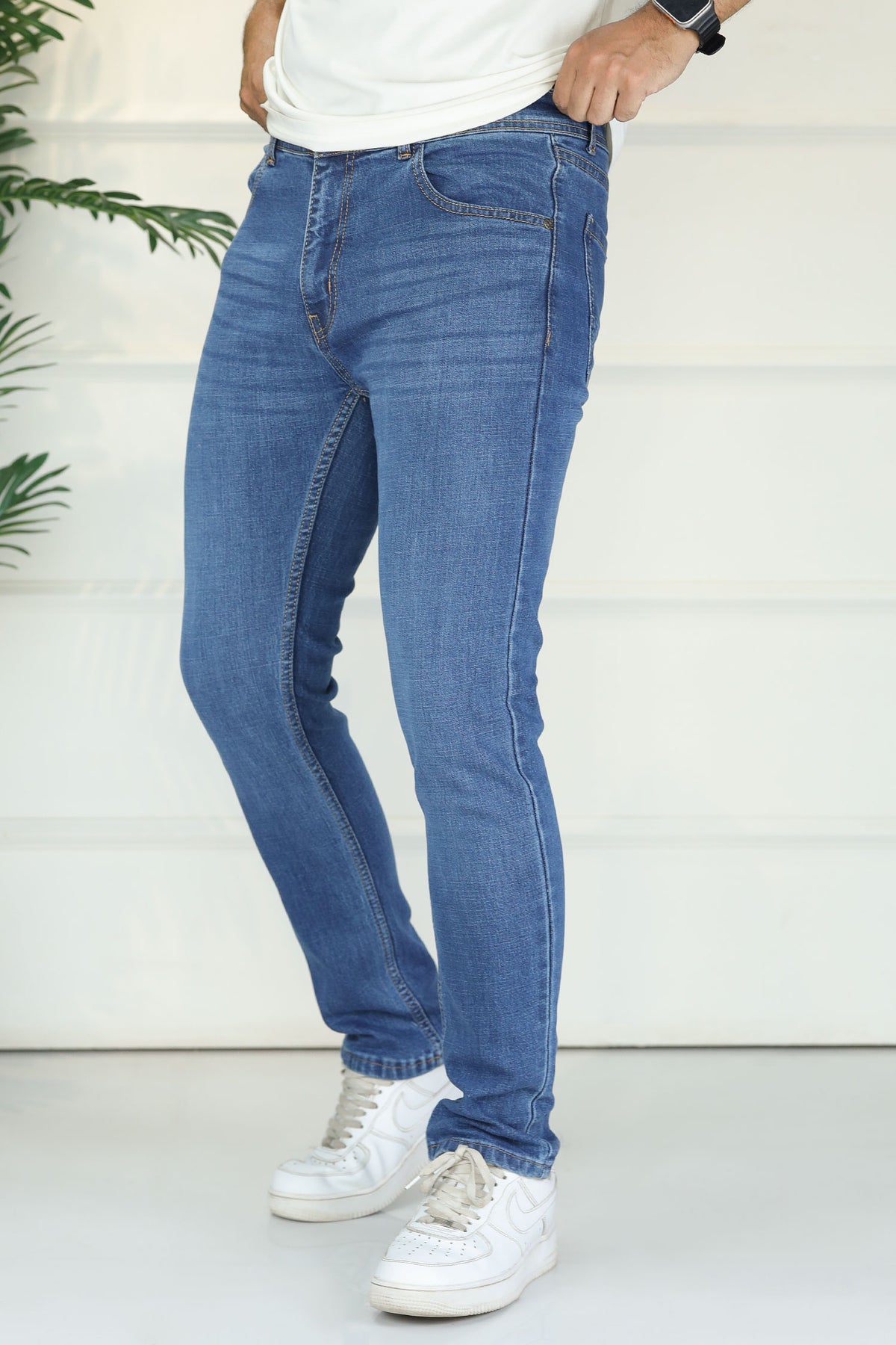 Turbo Metro-Flex Slim Fit Jeans In Mid Blue
