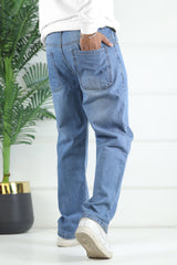 Turbo Men's Urban Skater Baggy Jeans In Mid Blue