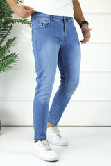 Solid Turbo Modern Ankle Fit Jeans In Mid Blue