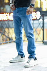 Comfortable Slim Fit Turbo Jeans In Mid Blue