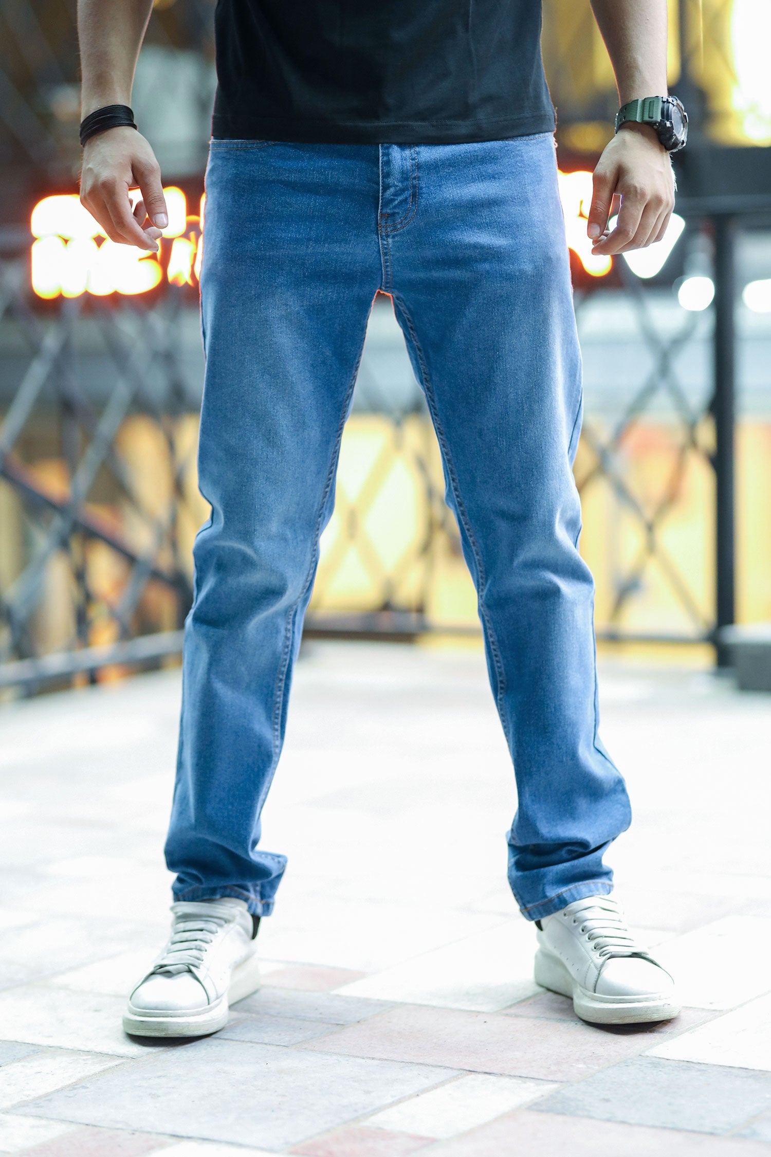 Comfortable Slim Fit Turbo Jeans In Mid Blue