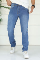 Turbo Refined-Cut Slim Taper Jeans In Mid Blue