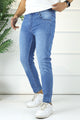 Solid Turbo Modern Ankle Fit Jeans In Mid Blue
