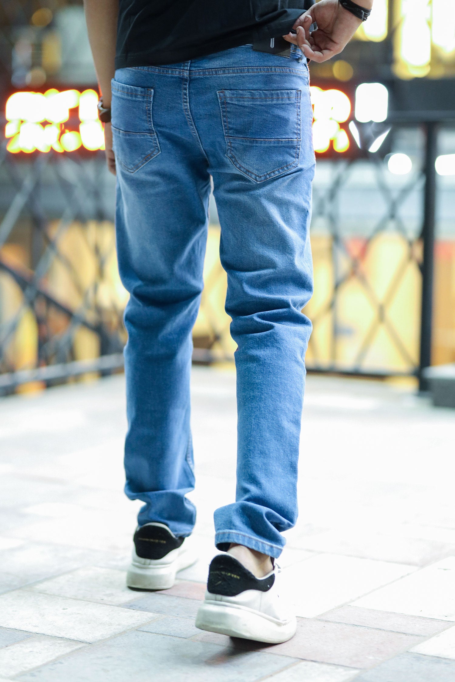 Comfortable Slim Fit Turbo Jeans In Mid Blue