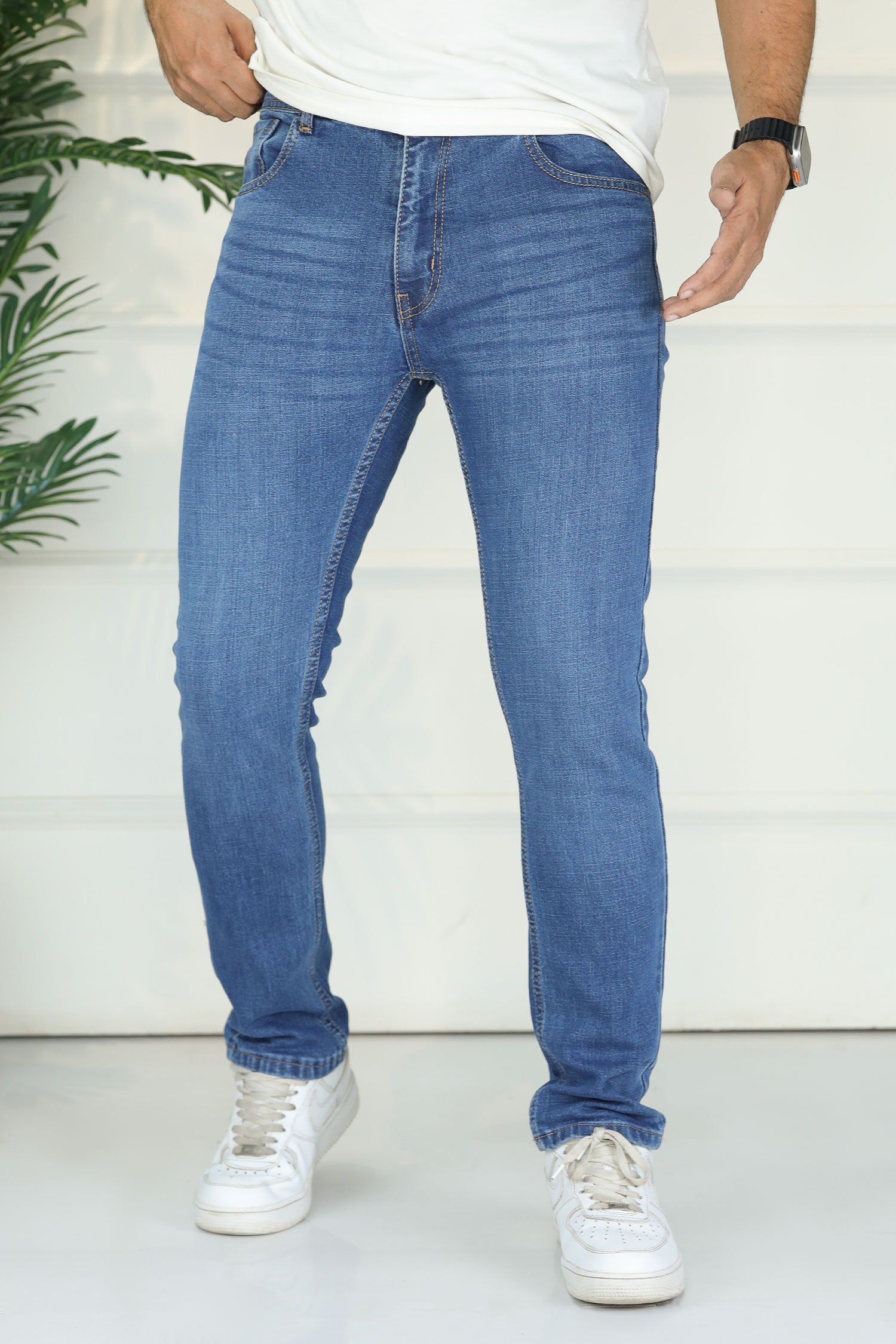 Turbo Metro-Flex Slim Fit Jeans In Mid Blue