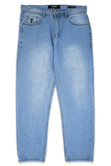 Loose Fit Light Faded Turbo Jeans in Sky Blue