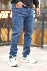 Slim Fit Light Shaded Turbo Jeans In Mid Blue