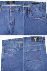 Big Size Stretch Summit Turbo Denim Jeans In Mid Blue