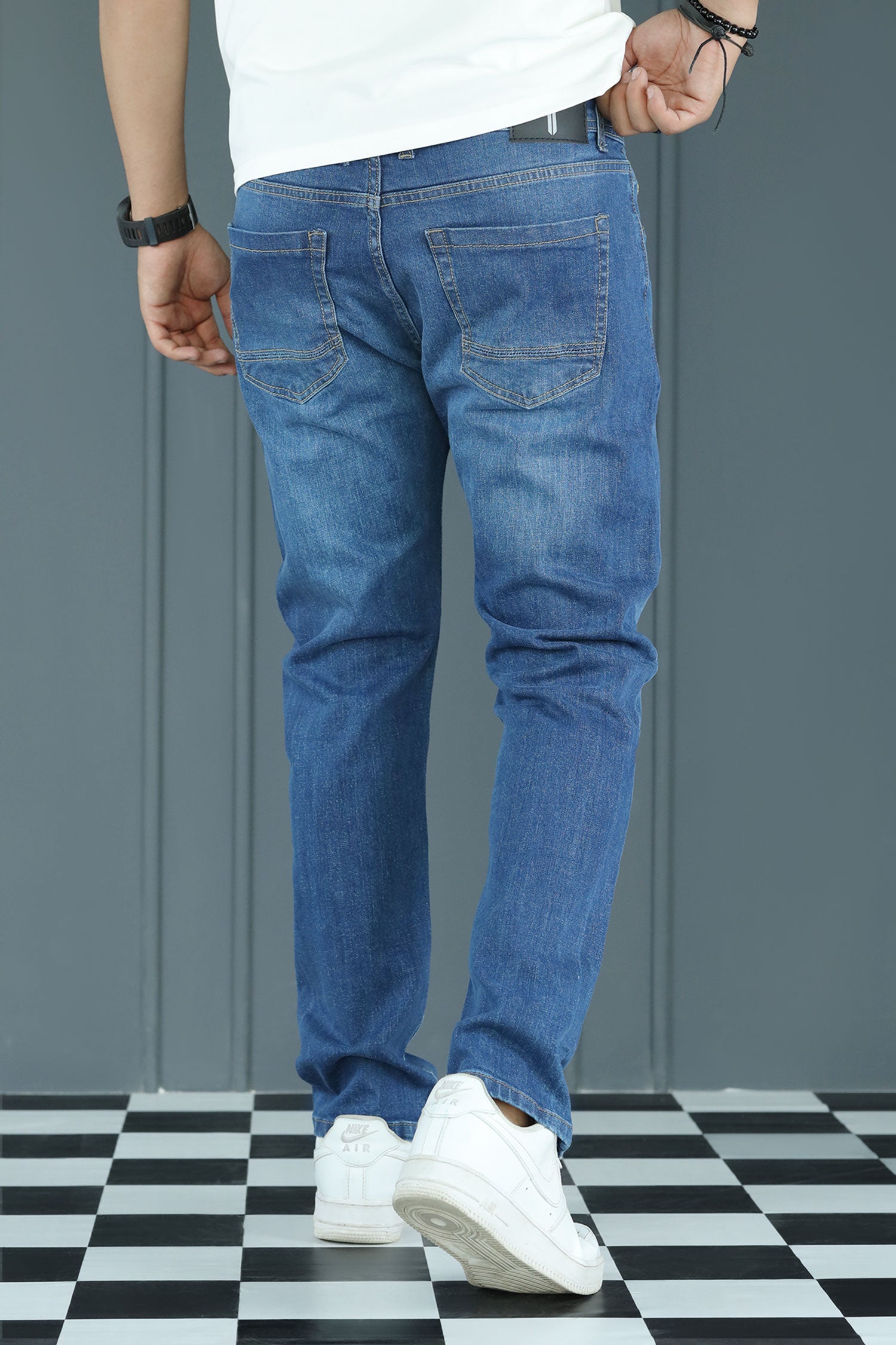 Engineered Slim Fit Turbo Jeans In Mid Blue