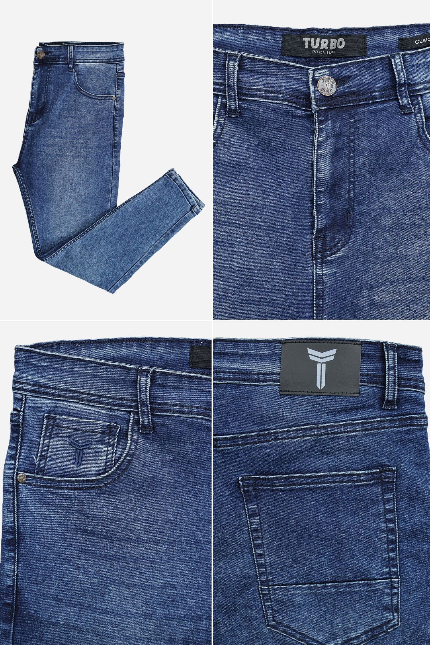 Turbo Commuter-Flex Slim Fit Jeans In Mid Blue