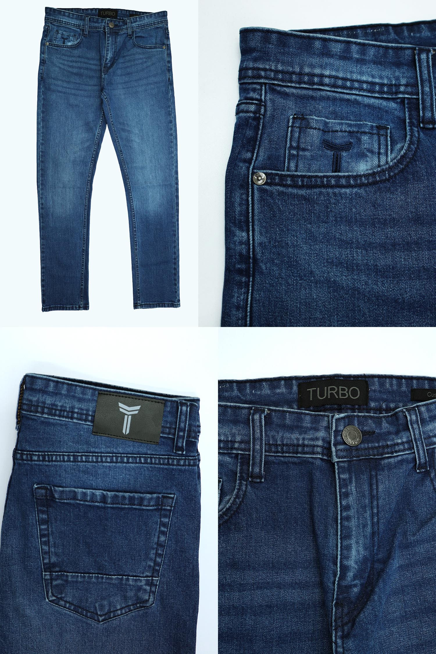 Turbo Slim Fit Jeans In Mid Blue