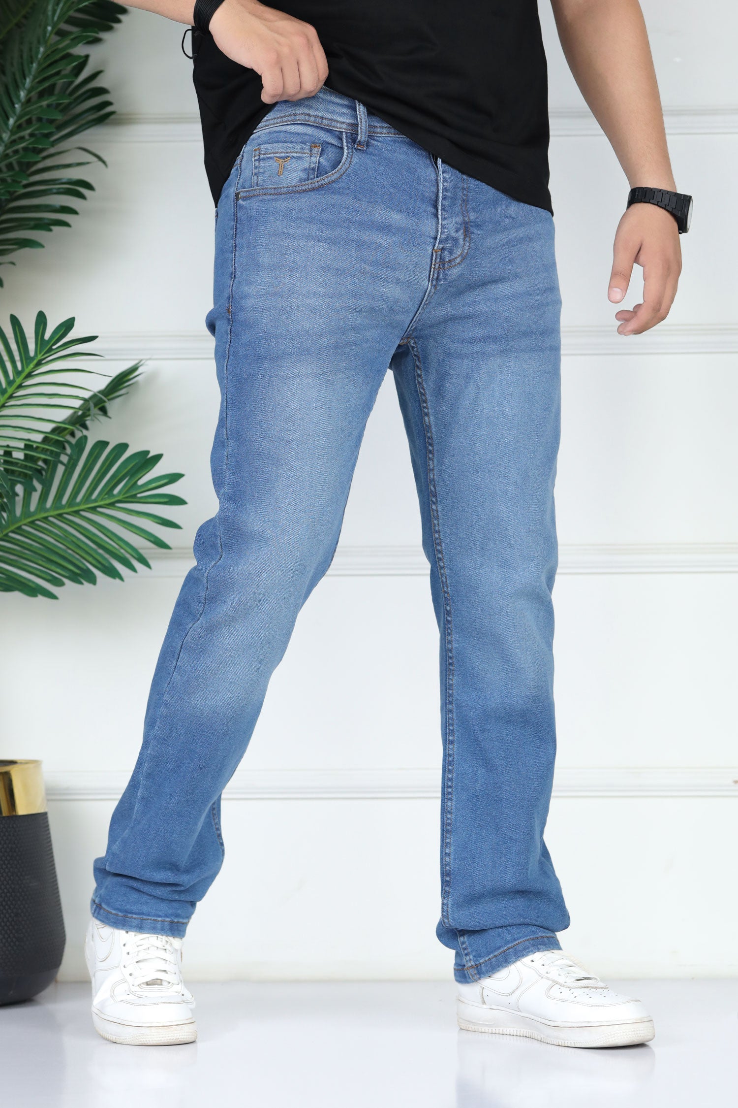 Turbo Timeless Comfort-Weave Slim Fit Jeans In Mid Blue