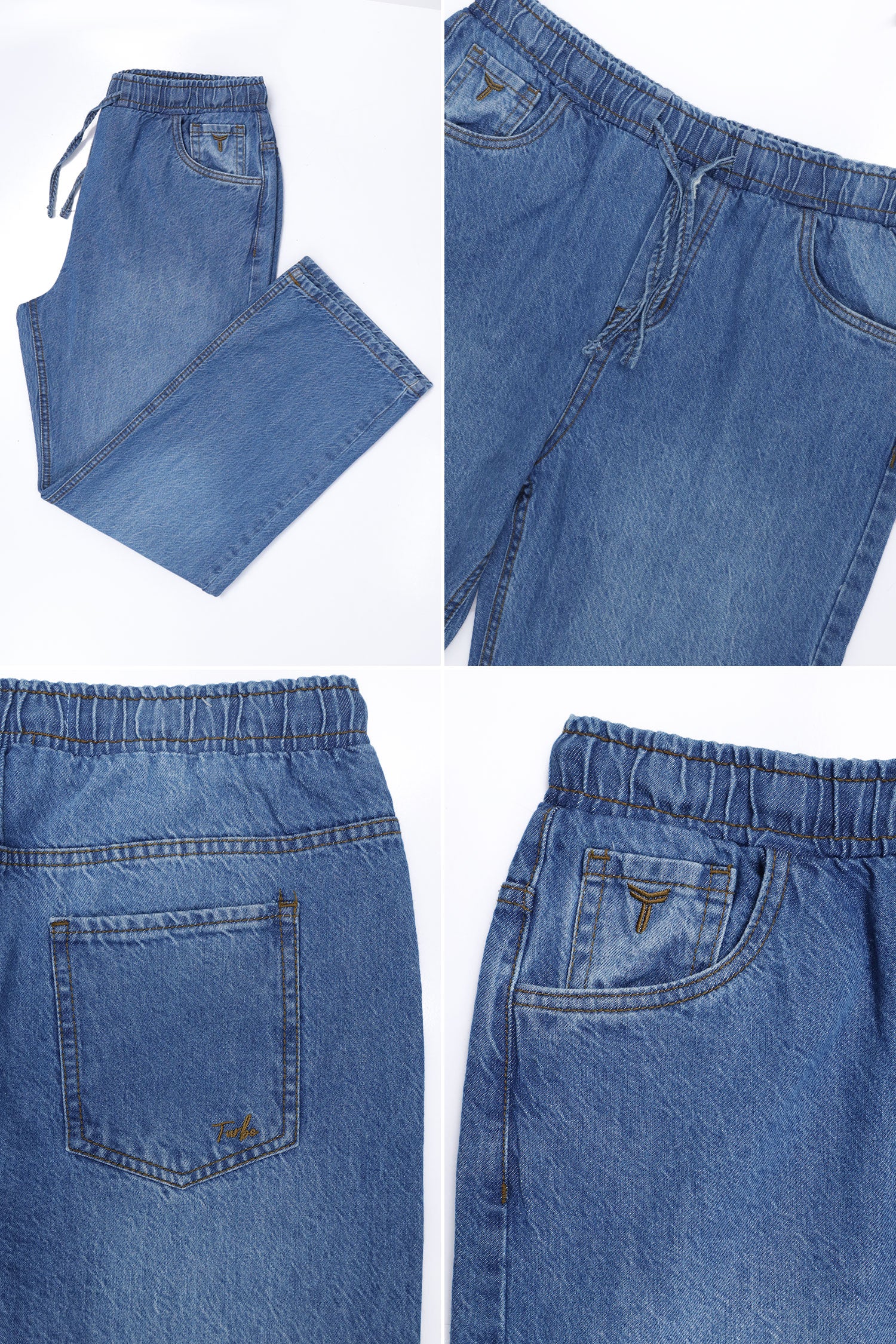 Denim 'Urban Skater' Comfort-Waist Baggy Jeans In Mid Blue
