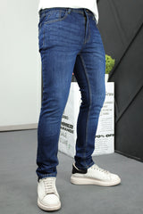 Plain Turbo Slim Fit Jeans In Mid Blue