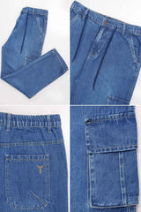 Denim Men's Multipockets Baggy Jeans In Mid Blue