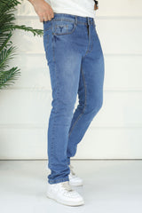 Turbo Refined-Cut Slim Taper Jeans In Mid Blue