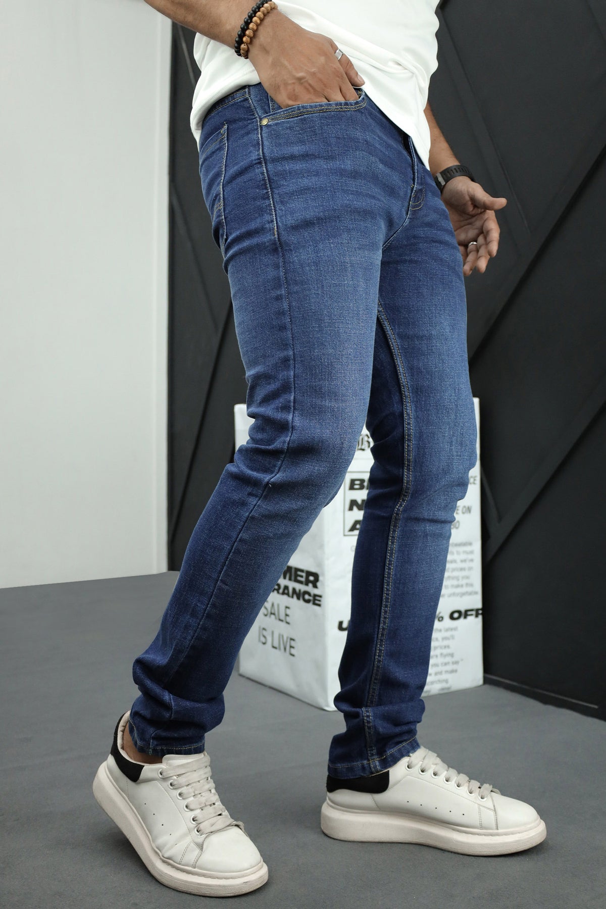 Slim Fit Turbo Jeans In Mid Blue