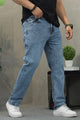 Turbo Regular Classic Slim Fit Denim Jeans In Mid Blue